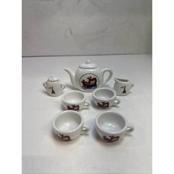 Schilling Child's Madeline Ceramic Tea Party Eiffel Tower lot Of 7 - Picture 1 of 7